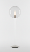 Glass globe floor lamp with walnut base