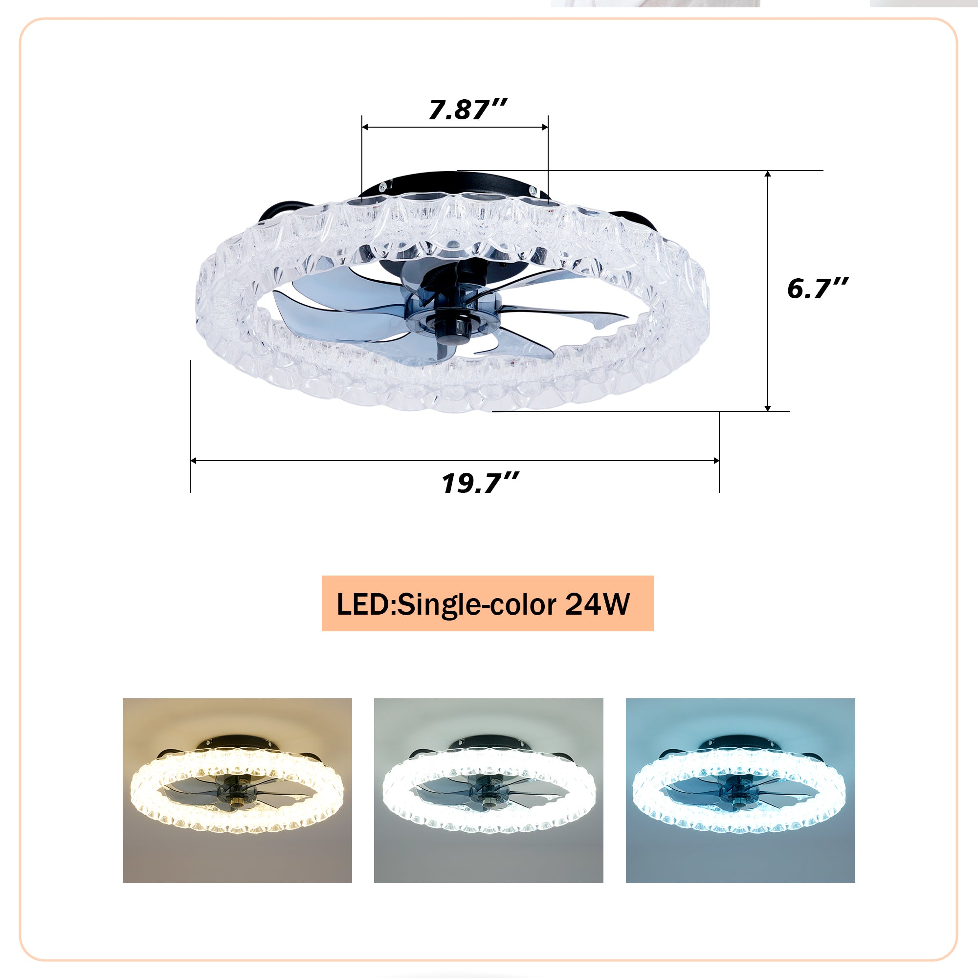 Galaxy Ceiling Fans with Kit ,LED Light Source and Remote Control, 3000-6500K Dimmable Modern Flush Mount LED Fan Light, 6 Speeds, Quiet DC Motor For Living room, Bedroom,