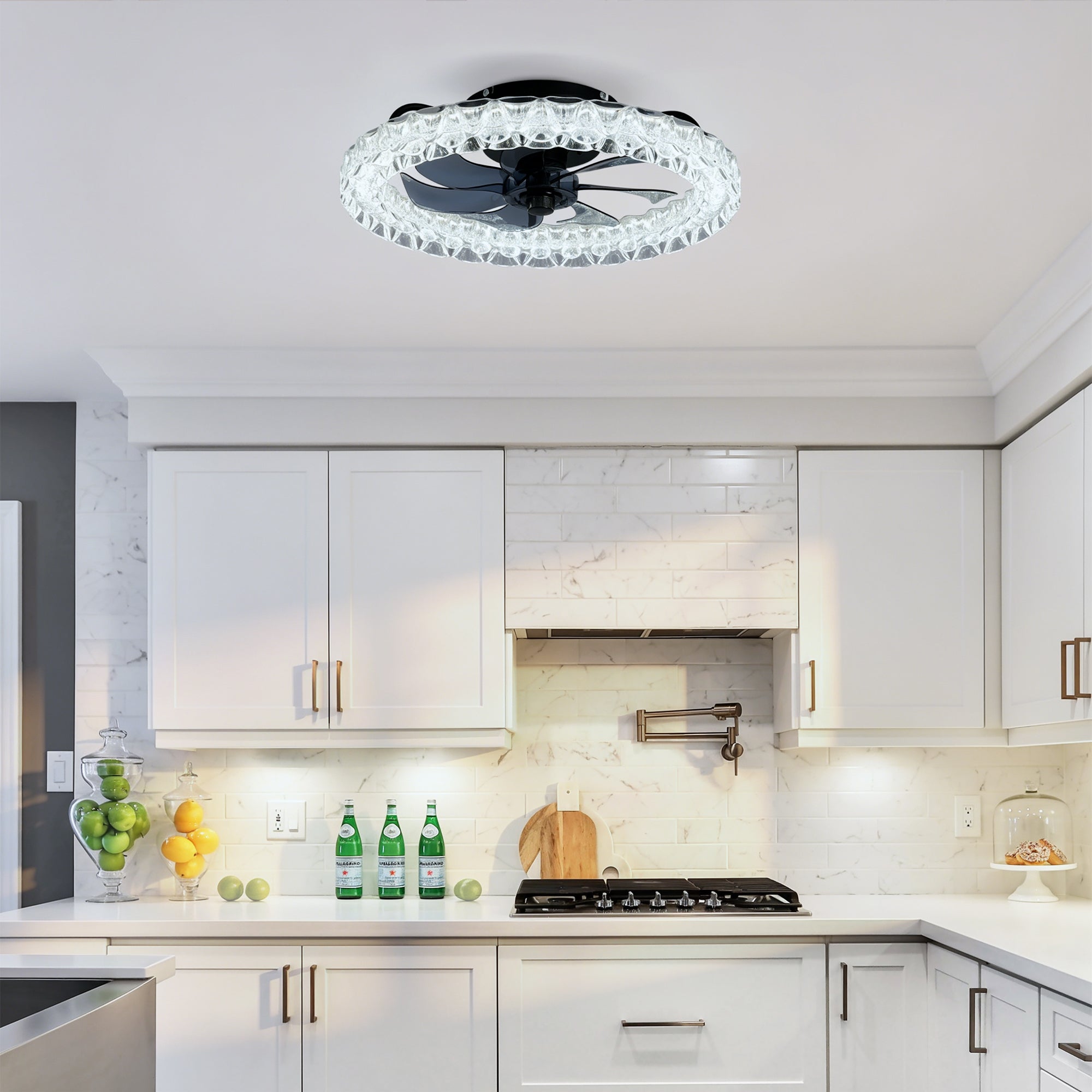 Galaxy Ceiling Fans with Kit ,LED Light Source and Remote Control, 3000-6500K Dimmable Modern Flush Mount LED Fan Light, 6 Speeds, Quiet DC Motor For Living room, Bedroom,