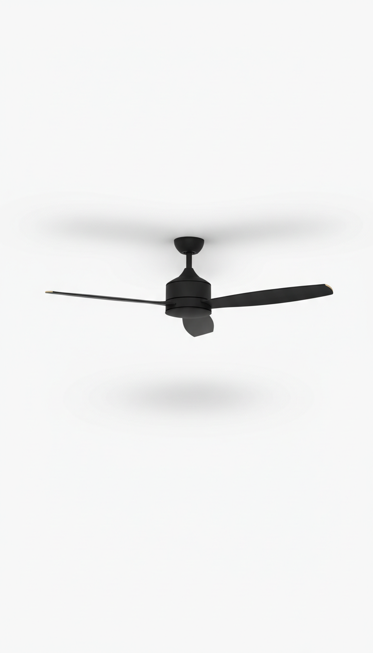 Matte black ceiling fan with remote control