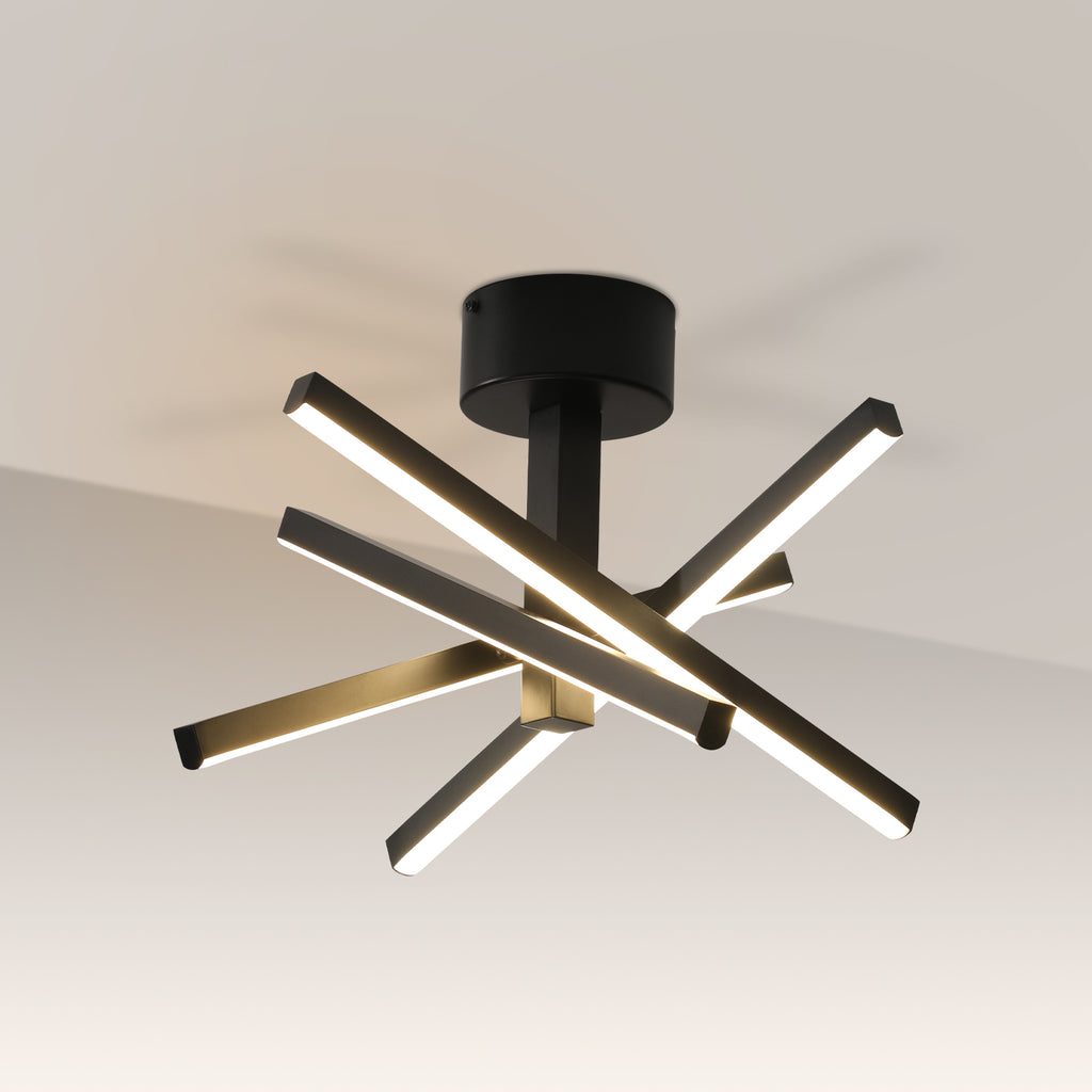 12 in. Modern LED Ceiling Light, Geometric Starburst Design