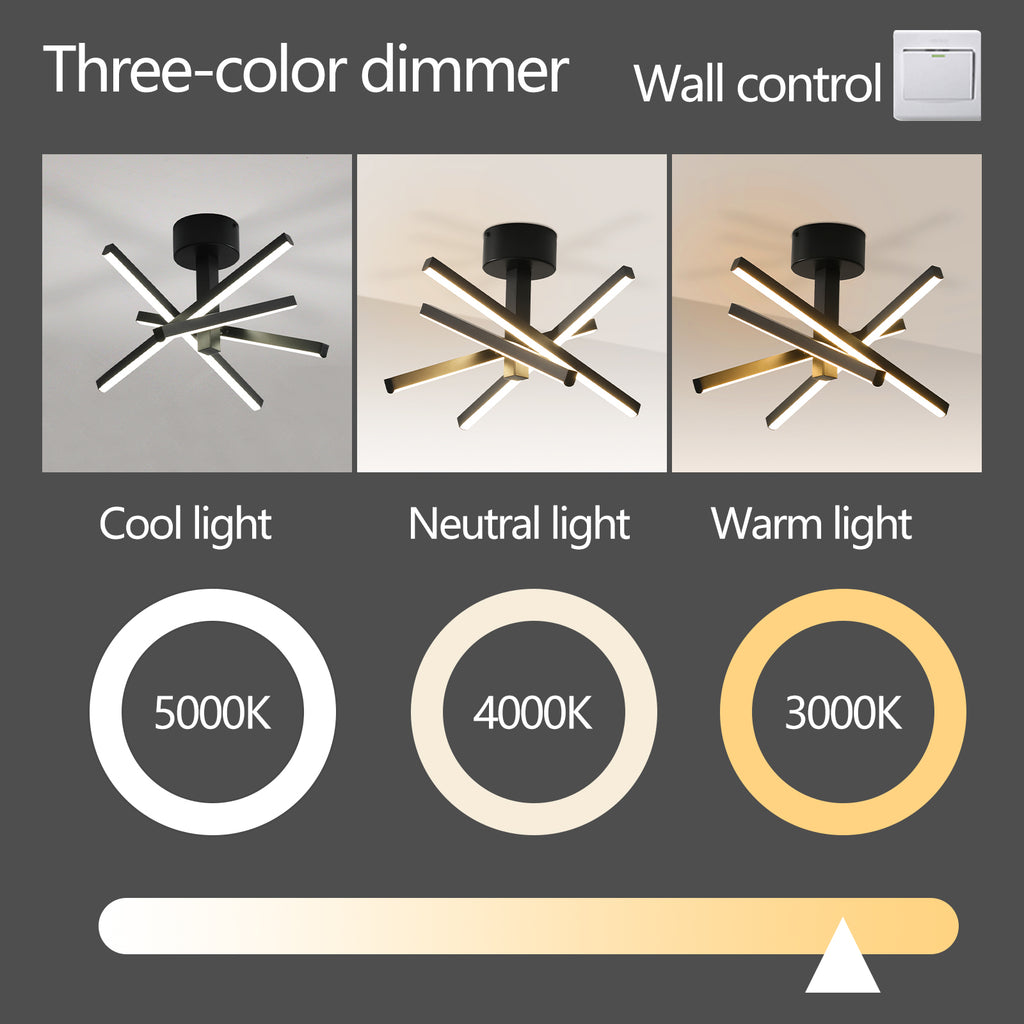 12 in. Modern LED Ceiling Light, Geometric Starburst Design