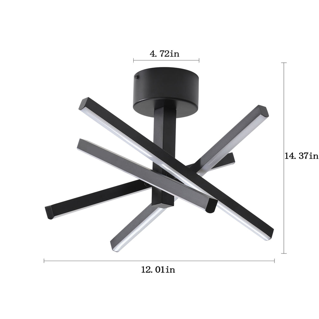 12 in. Modern LED Ceiling Light, Geometric Starburst Design