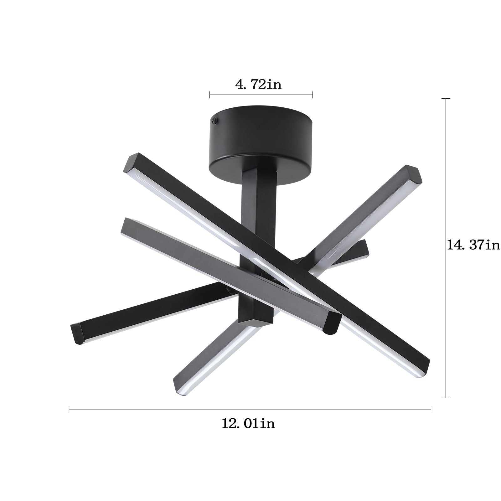 12 in. Modern LED Ceiling Light, Geometric Starburst Design