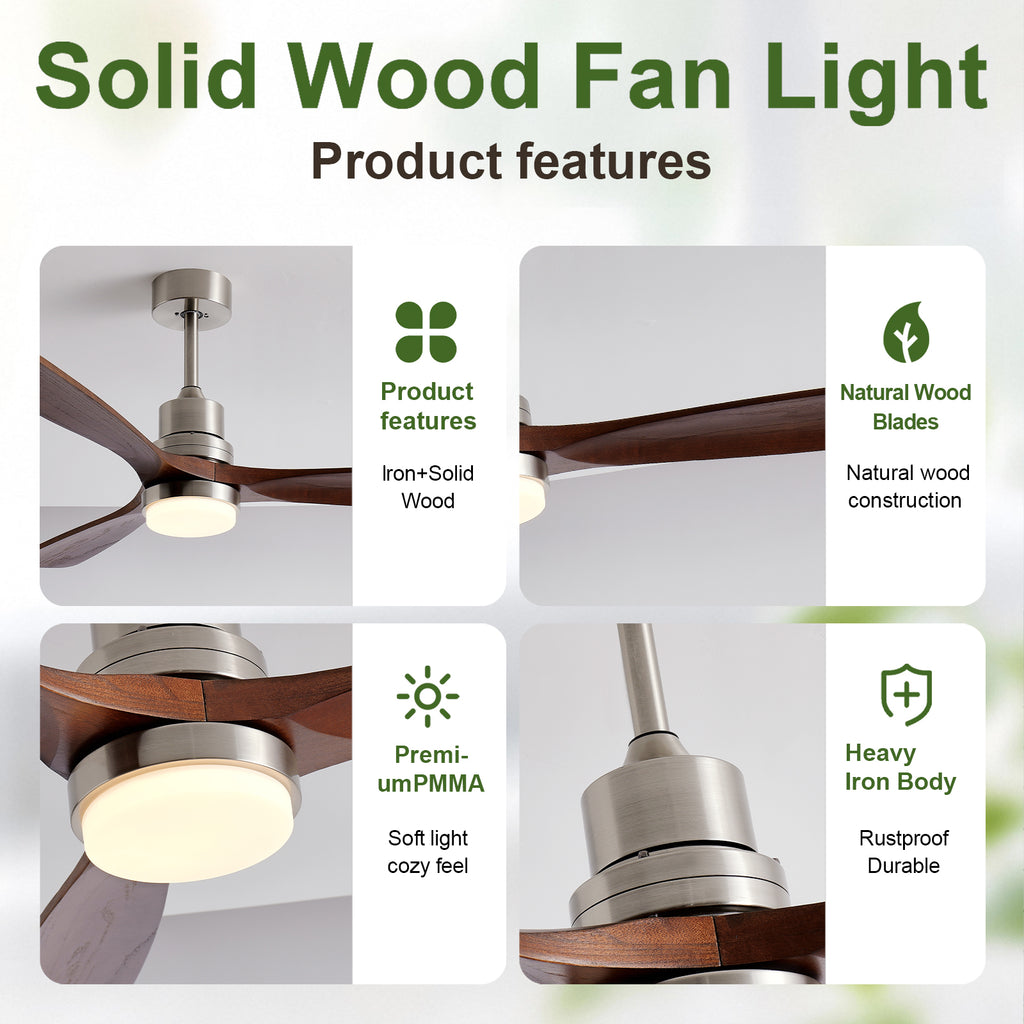 Modern Ceiling Fan Light, 3 Blades, 6 Speed DC Motor