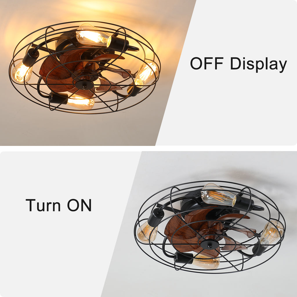 20'' farmhouse Low Profile Ceiling fan Lights With Remote Control