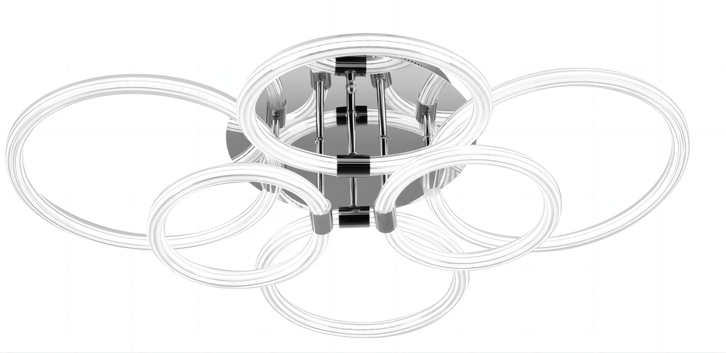 Flush Mount Ceiling Light with Dimmable Remote Control, 6Rings Acrylic Fixture for Bedroom, Living Room, Kitchen