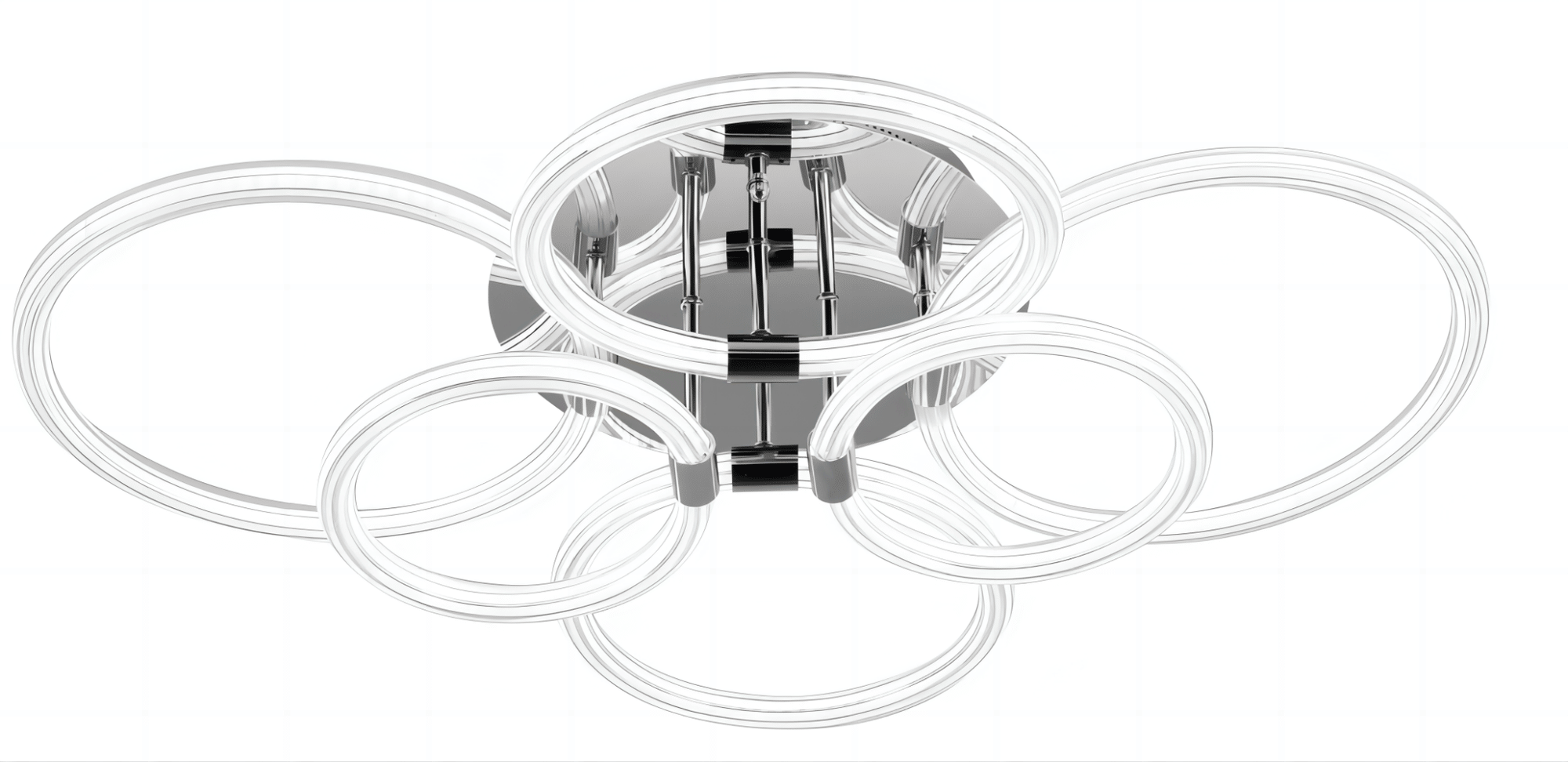 Flush Mount Ceiling Light with Dimmable Remote Control, 6Rings Acrylic Fixture for Bedroom, Living Room, Kitchen
