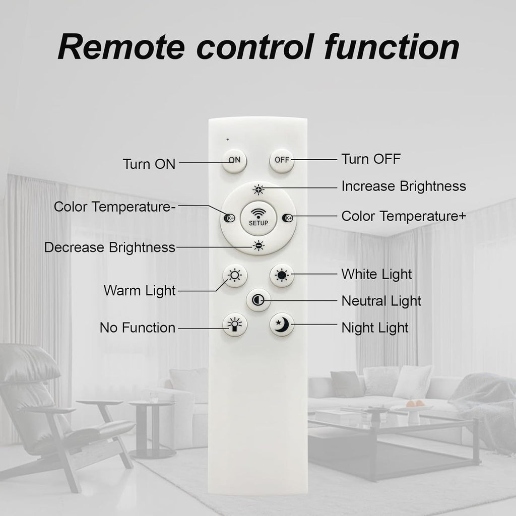 Flush Mount Ceiling Light with Dimmable Remote Control, 6Rings Acrylic Fixture for Bedroom, Living Room, Kitchen