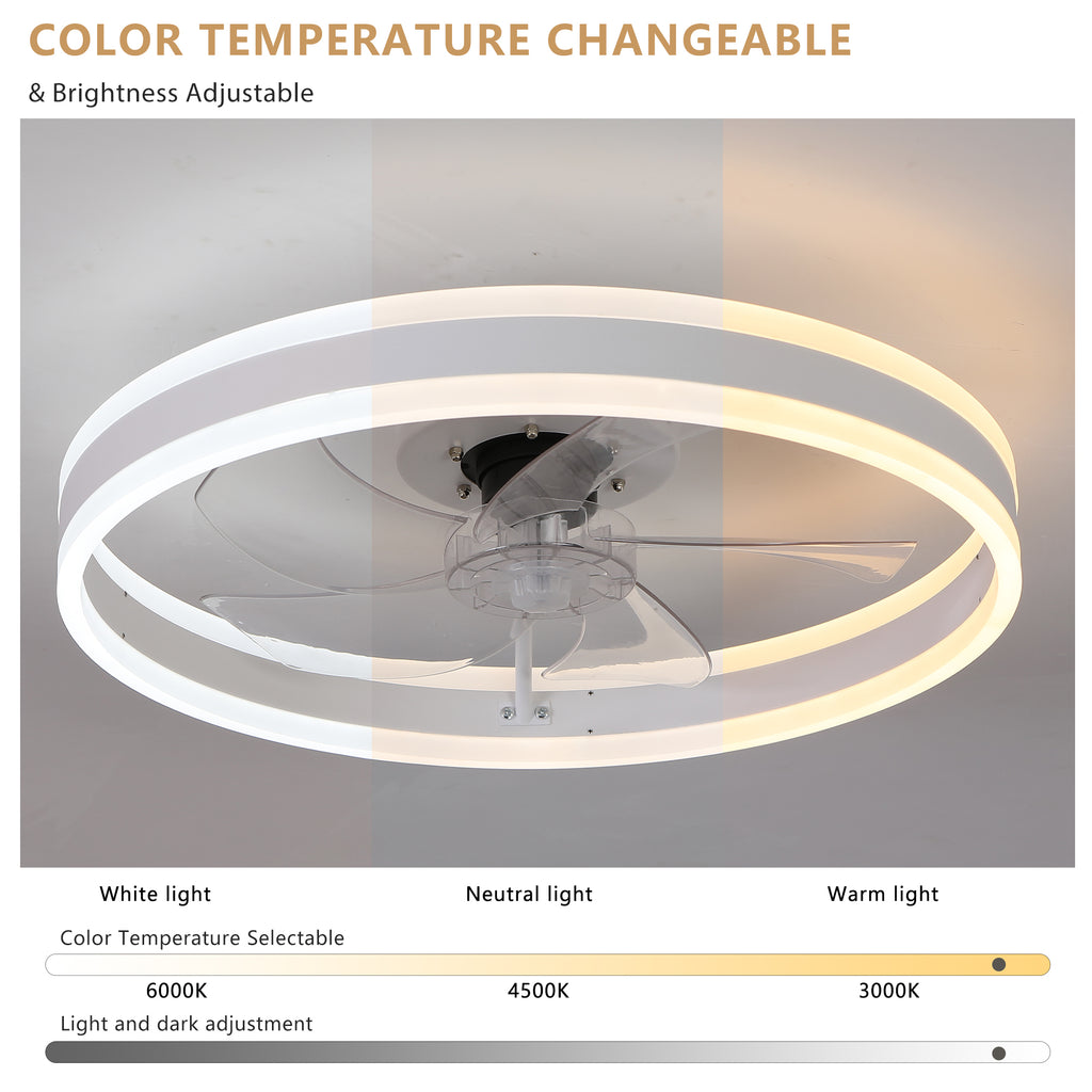 Round Ceiling Fan with Lights Dimmable LED