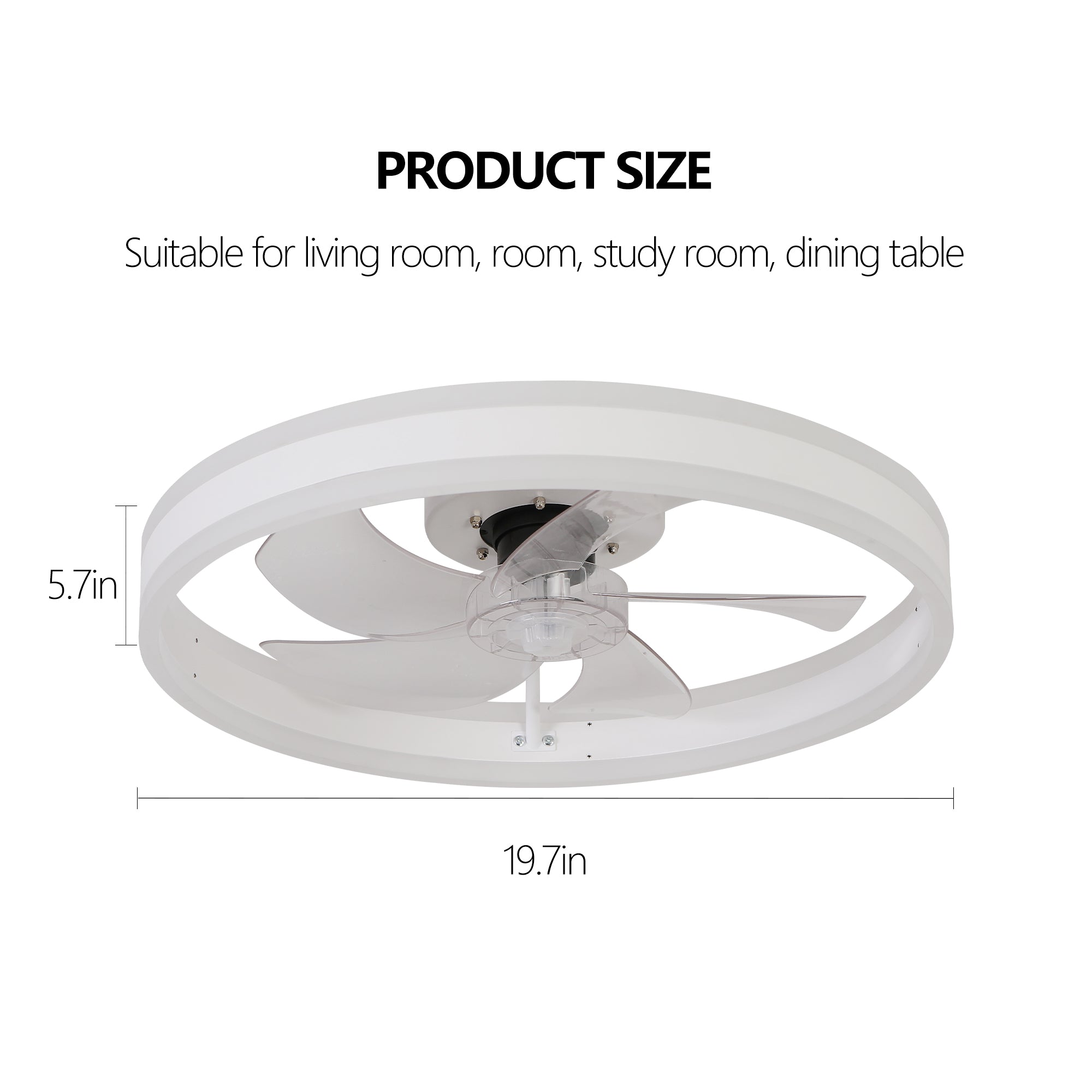 Round Ceiling Fan with Lights Dimmable LED