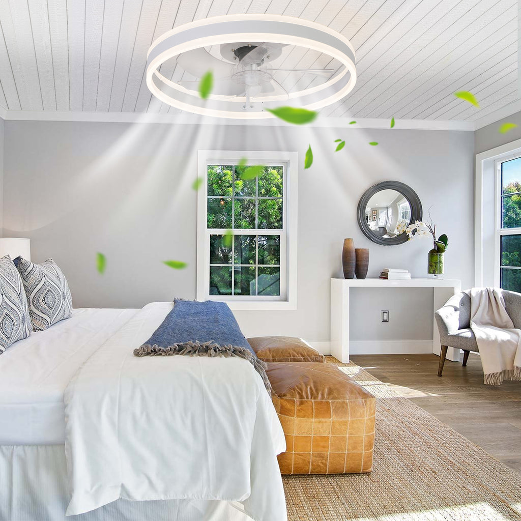 Round Ceiling Fan with Lights Dimmable LED